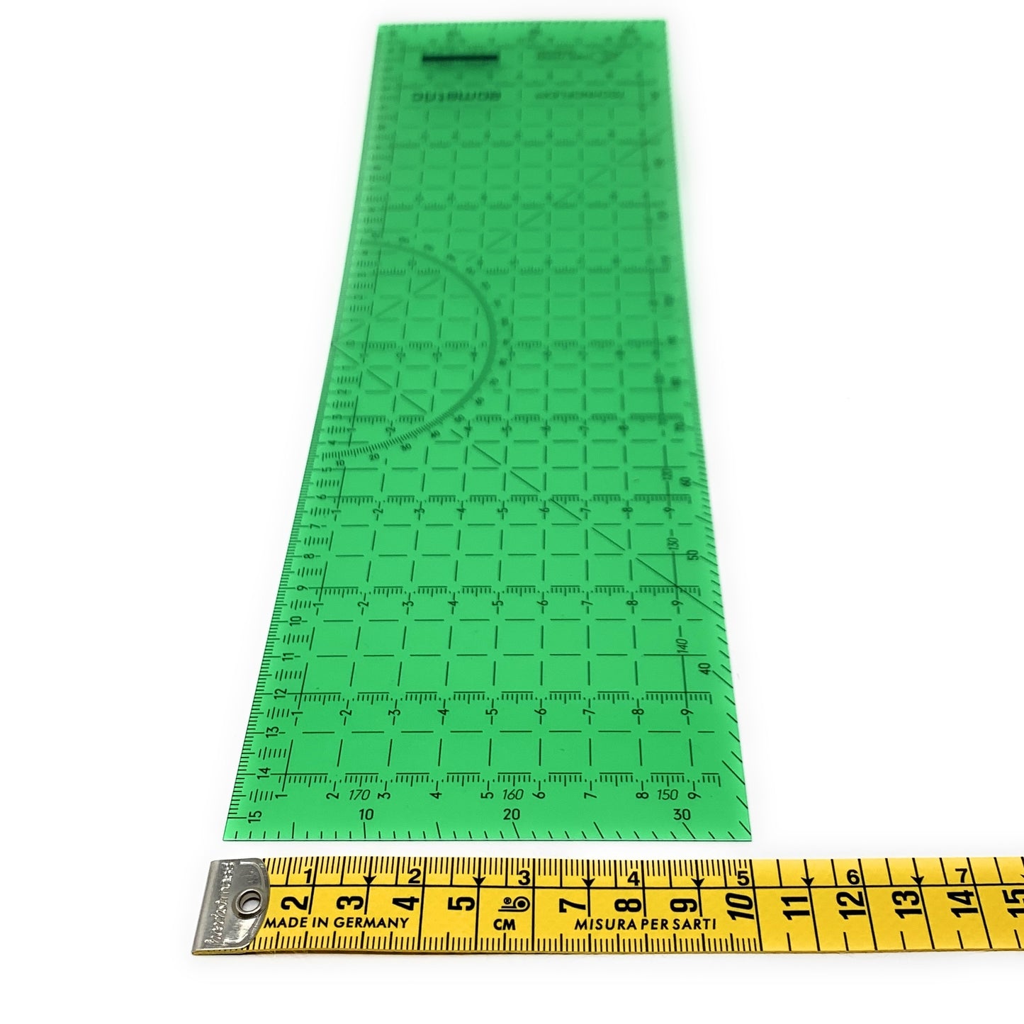 Regla de Patronaje Costura Patchwork - EOMETRIC el verde cuadriculada con transportador - eometric precision